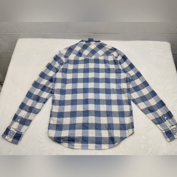 Lucy brand Saturday stretch plaid flannel shirt men's size medium bnwt - Picture 9 of 14
